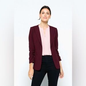 Skies are Blue Raja Collarless Blazer Burgundy never worn